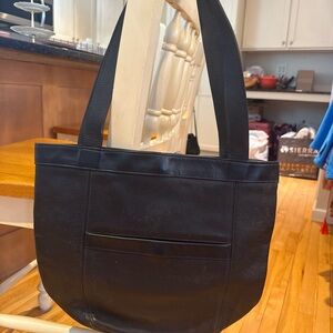 L.L. Bean Black Leather Tote Bag